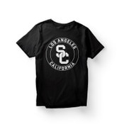 USC Trojans Team Trojan Black SC Interlock Los Angeles California Circle T-Shirt
